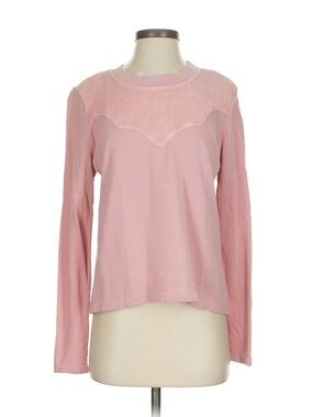 Women's Long-Sleeve Rib Yoke Tee — Soft Pink
